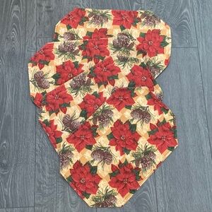 Holiday Poinsettia Quilted Handmade Placemat-Set of Four